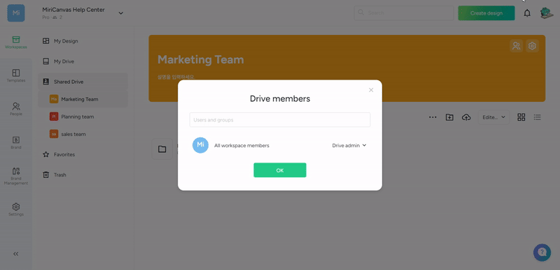 Inviting Workspace Members – Help center - MiriCanvas
